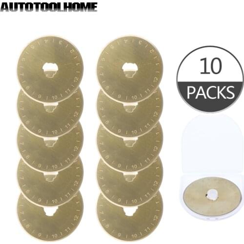 10Pcs Rotary Cutter Blades 45mm fit for Olfa Fiskars Titanium Coated SKS-7 Steel with Plastic Case Sewing Accessories