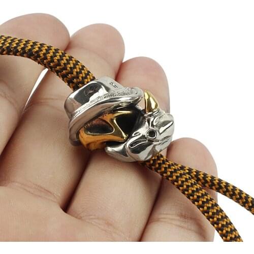 Copper White Hat Rhino Paracord Pendant DIY EDC Animal Rhino Brass Knife Beads Umbrella Rope Cord Beads