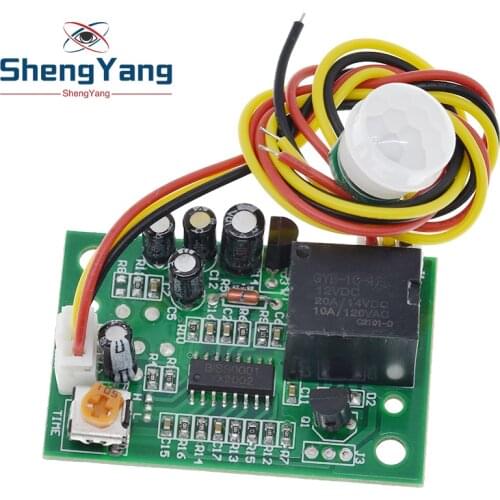 DC 12V PIR IR Pyroelectric Infrared Module Adjustable Relay Output Human Body Sensor For Arduino