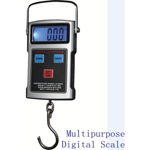 Portable Multipurpose Digital Fishing Hook Scale 50kg 110LB Electronic Travel Crane Scales Tape Hanging Weight Balance Backlit