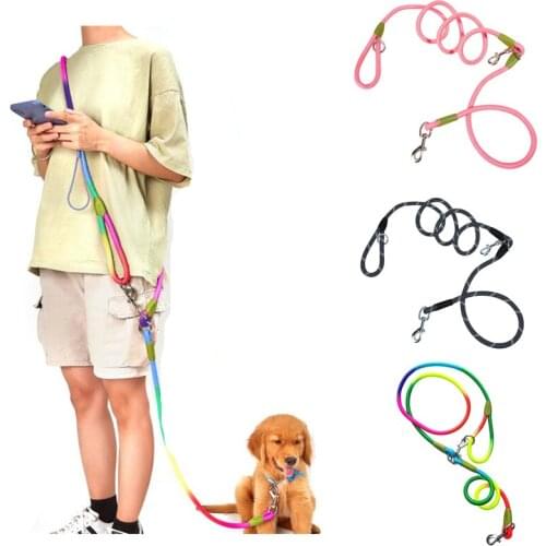Double-head Dog Leash Reflective Leashes Medium Large Puppy Durable Collar Leashes Lead Rope For Cat Big Small Pet Harness