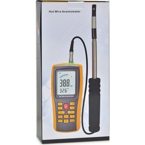 Professional Hot Wire Anemometer 30m/s Digital Air Flow Anemometer Portable Backlight Wind Speed Gauge Meter USB Interface
