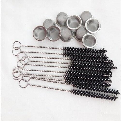 Drop shipping natural crystal wand pipe 4inch cleaning brush and smoking pipe metal filter tobacco metal mesh