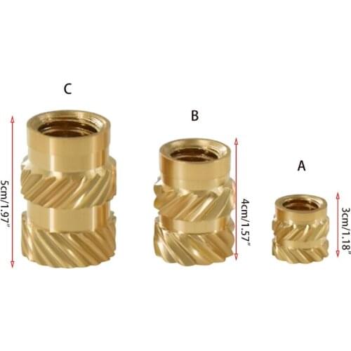Q1JF 100PCs M3 Nuts Hot Melt Copper Nut SL Type Double Twill Knurled Injection Brass Nut for 3D Printer 3/4/5cm Height