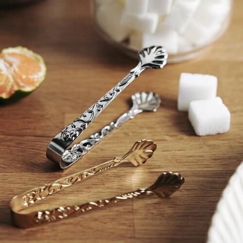 Retro Embossed Sugar Picker Creative Stainless Steel Coffee Cube Sugar Brown Sugar Ice Cube Lemon Slice Clip