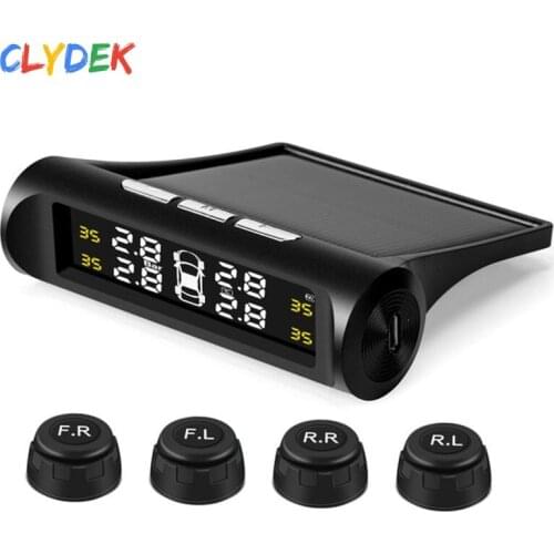 Smart Car TPMS Tire Pressure Monitoring System Solar Power Digital TMPS LCD Display USB Auto Security Alarm Tire Pressure Sensor