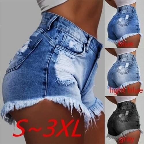 Womens shorts jeans woman summer bodycon Ripped tassel high waist denim shorts for women short femme womens clothing ladies