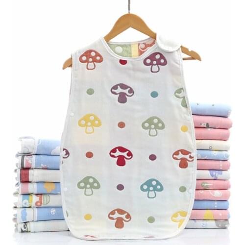 Sleeping Bag Cotton Six-layer Gauze Childrens Baby Anti-kick Vest Infant Unisex Sleeveless Wearable Sleeping Sack Blanket