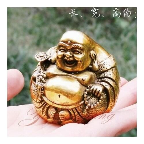 Open light pure copper Ruyi Maitreya Buddha Statue figure Home Furnishing Feng Shui buddha ornament