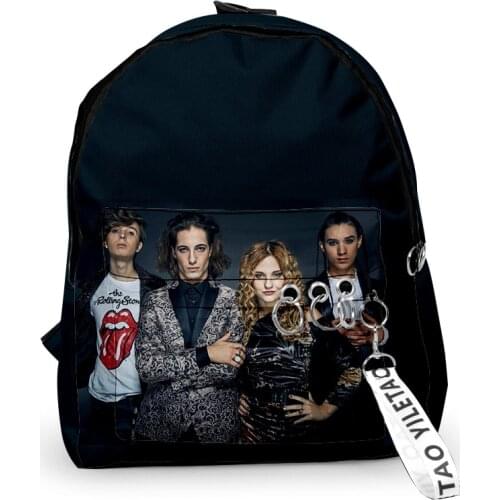 Maneskin Fashion Oxford Fabric One Shoulder Keychain Backpack Printed Casual Student School Bag