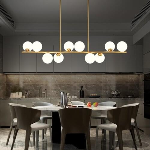 Nordic Led Long Strip Chandelier Lighting for Living Dining Room Kitchen Island Golden Copper Hanging Lamp Indoor Decor Fixtures