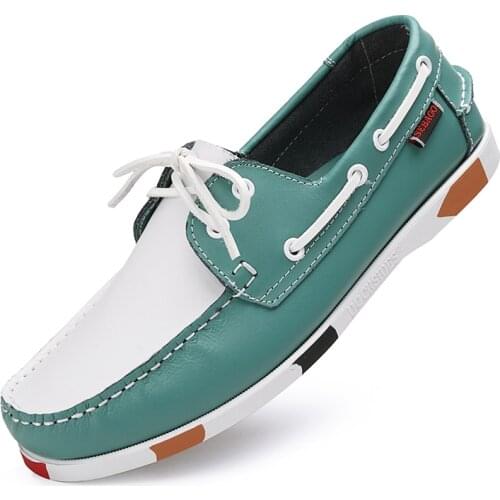 Big Size Shoes Loafers Men Genuine Leather Driving Shoes Retro Fashion Docksides Boat Shoes Classic Men Designer Flat Shoe