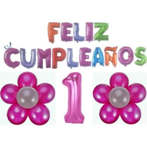 First birthday balloons lot of 28 Balloons 15 40 cm letters happy birthday colors 40 cm balloon number 1 Pink 100 cm