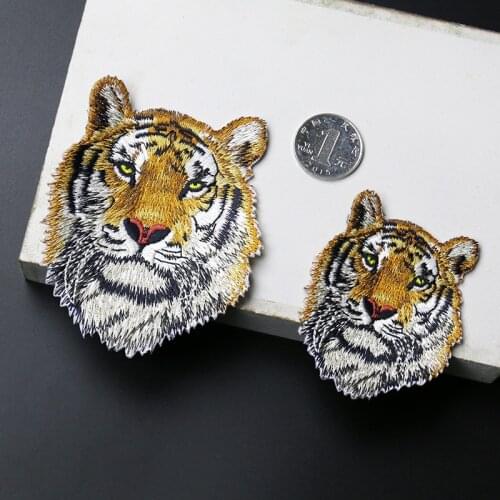 High Quality Embroidered Tiger Patch Animals Punk Iron On Biker Patches For Clothes Stickers Jacket Back Patches