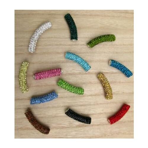 10 pcs/lot 10*45cm mixed white multicolor disco pave diy w6436 bracelet necklace tube beads long bending crystal