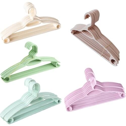 10pcs Non-Slip Durable Clothes Hangers Nordic Color Plastic Seamless Organizer for Coat Pants Jackets Space Saving Hanging