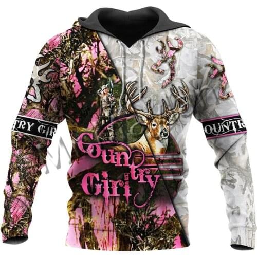 3D Print Fashion Animal Country Hunting Girl Art Camo Men Women Sportswear Casual Hoodies / Zipper / Sweatshirts / Jackets S-197