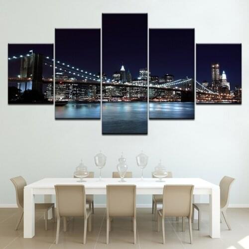 5 Panels Brooklyn Bridge Canvas Art Printed Wall Art modern Modular HD Print Poster painting for Living Room Home Decor