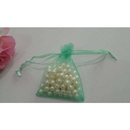 500pcs Light Green Fashion Jewelry Bag Organza Gift Bags Small Drawstring Bag Fabric Bag Women for Jewelry Packaging Display Diy