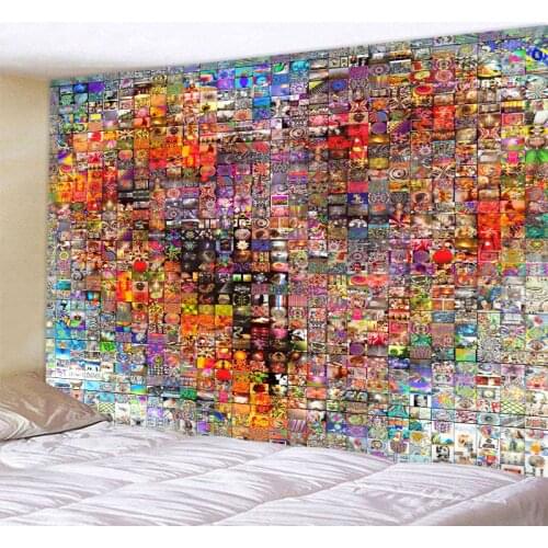 Art Heart Puzzle Tapestry Wall Mounted Bedspread Dormitory Cover Beach Towel Family Living Room Bohemian Mural Art 8 Size