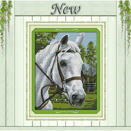 White horse,Pattern printed on the canvas DMC 11CT 14CT Cross Stitch kits,needlework Sets full for embroidery,animal Home Decor