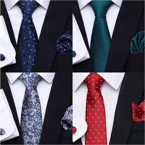 Brand Hot sale Birthday Present Tie Handkerchief Pocket Squares Cufflink Set ecktie hombre Formal Clothing Printed