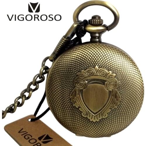 Antique Automatic Pocket Watch Mechanical Self-winding Skeleton Arabic Numerals Bronze Alloy Case Fob Chain Vintage Clock Men