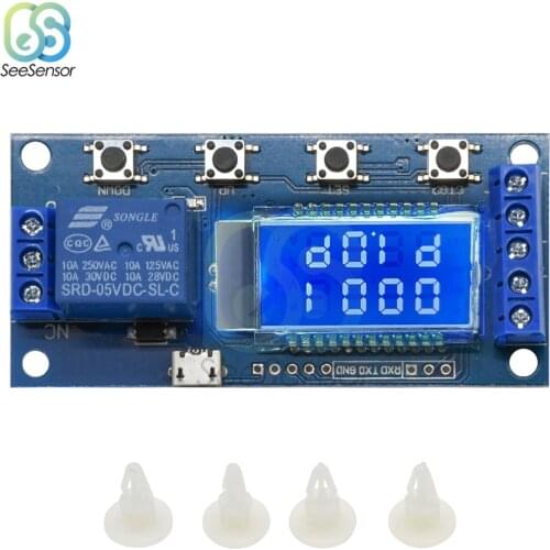 DC 5-30V Micro USB Digital LCD Display Time Delay Relay Module Control Timer Switch High/Low Level Trigger Cycle Module DK-LJ02