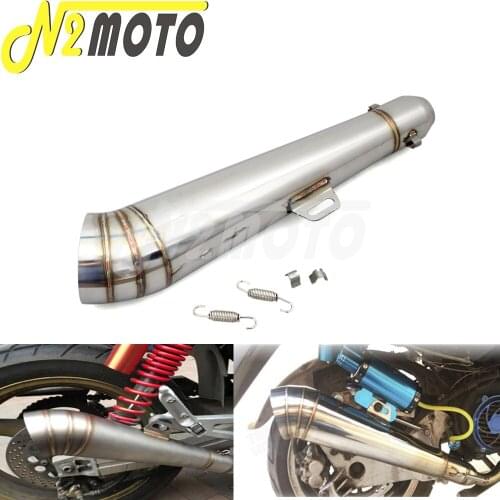 Scooter Motorcycle Chrome Exhaust Muffler 38-51mm Silencer Pipe with DB Killer for Honda Yamaha 125cc - 1000cc