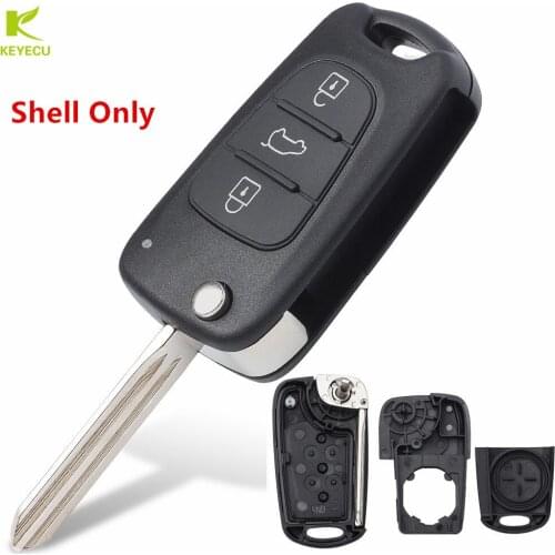 KEYECU Replacement Uncut Flip Folding Remote Key Shell 3 Buttons for KIA K2/K5 Forte Sportage Soul 2011-2012
