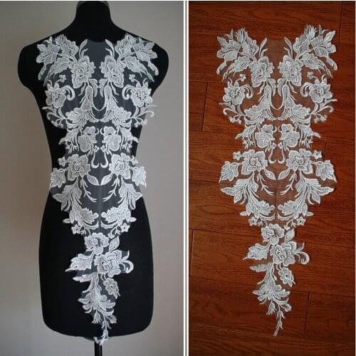 New oversized sequin embroidered lace applique wedding head yarn wedding shoes diy lace applique accessories