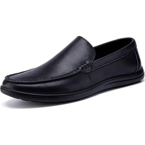 Genuine leather Men Shoes Comfortable Casual Leather Shoes Men loafers Plus size 46 Black Driving shoes male zapatos hombre