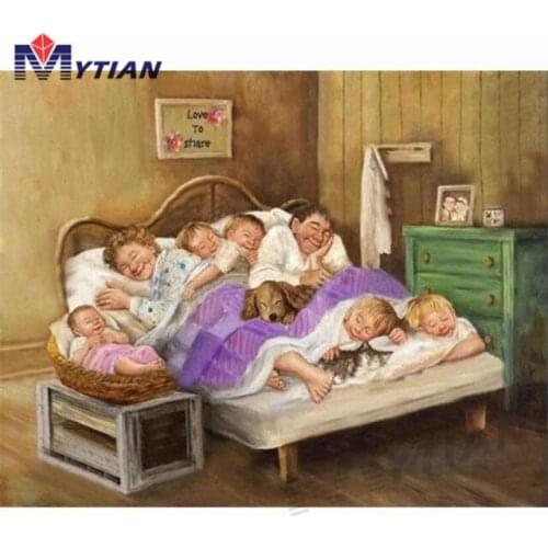 Family Sleeping.5D DIY Diamond Painting Full Square Round Drill Cross Stitch Kits Mosaic Diamond Embroidery Handmade Home Decor