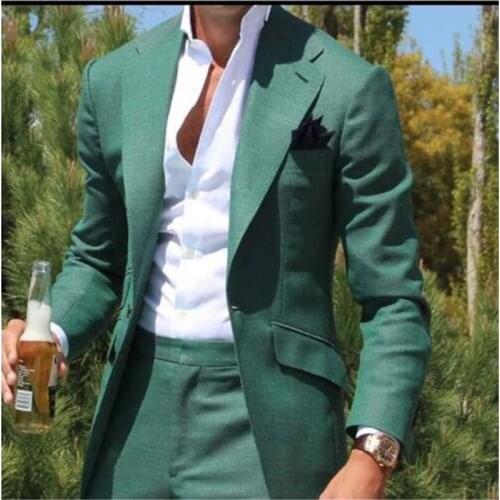 Latest Design Green Men Suit 2Pieces(Jacket+Pants+Tie) Casual Stylish Costume Homme Trajes De Hombre Tuxedo Suit Men Blazer 626
