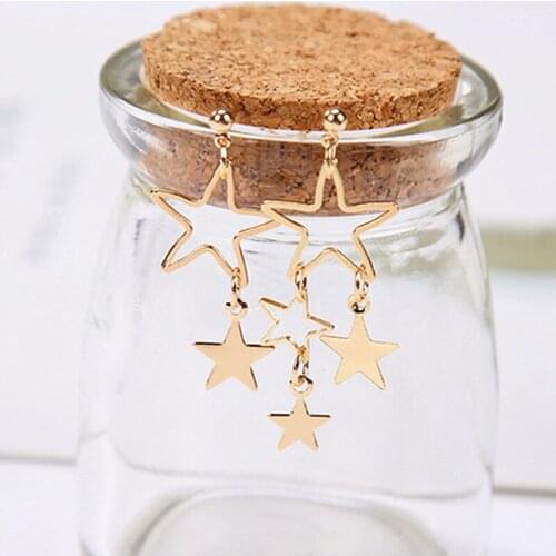 New Design Asymmetric Earrings For Women Fashion Temperament Korean Hollow Stars Small Stud Earrings Trendy Bijoux Gifts