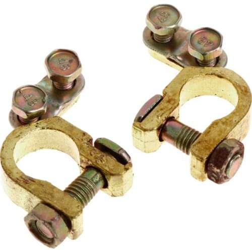 New 2Pcs Replacement Auto Car Battery Terminal Clamp Clips Brass Connector