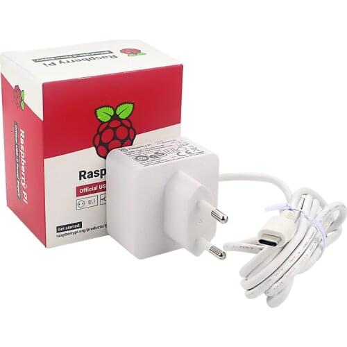 Official Raspberry Pi 4 USB-C Power Supply 5.1V 3A Official Power Adapter 15.3W White Power Charger for Raspberry Pi 4 Model B