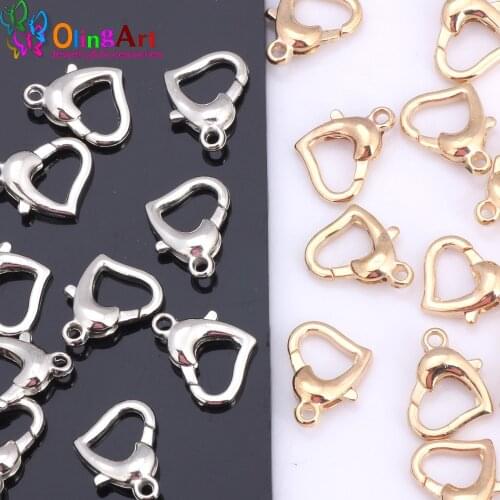 OlingArt 12MM 30PCS/Lot Copper Lobster Heart-Shaped Gold Screw Clasps Necklace Bracelet DIY Jewelry Making