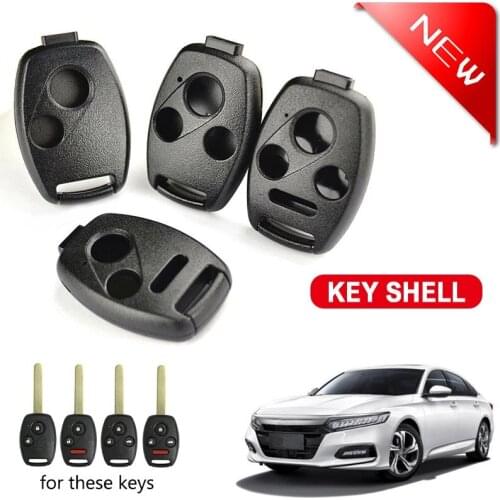 Pcnos Black Key Case for Car For Honda Civic Accord Pilot CRV 2/3/2+1/3+1 Buttons Car Remote Key Case Fob Shell