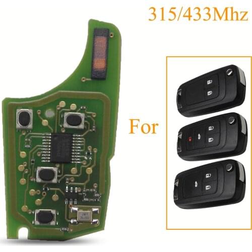 Kutery 10pcs/lot 2/3/4 Buttons Remote Flip Car Key Circuit Board 315/433Mhz For Chevrolet Malibu Cruze Aveo Spark Sail