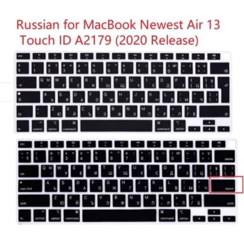 Russian Language Silicone Keyboard Skin Cover Protector for MacBook Air 13 Touch ID 2179 A2179 (2020 Release)