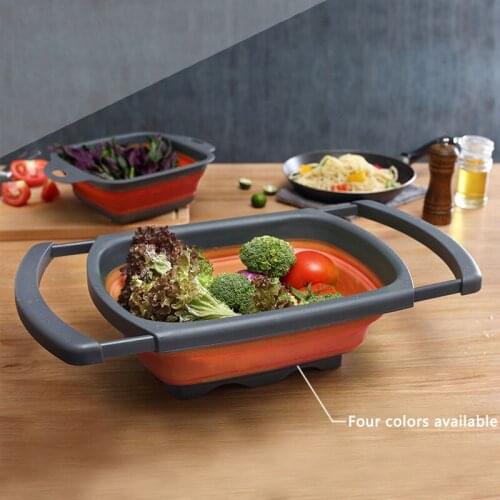 Foldable Silicone Colander Fruit Vegetable Washing Basket Strainer Strainer Collapsible Drainer With Handle Kitchen Tools