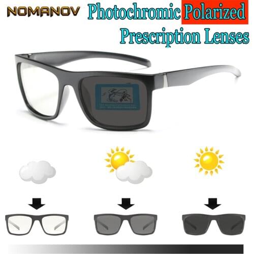 Oculos Masculino Photochromic Polarized Prescription Sunglasses Custom Made Myopia Minus Lens -1 -1.5 -2 -2.5 -3 -3.5 -4 To -6