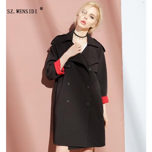 High-quality 2018 Autumn New High Fashion Brand Woman Classic Double Breasted Trench Coat Waterproof Raincoat Business Outerwear