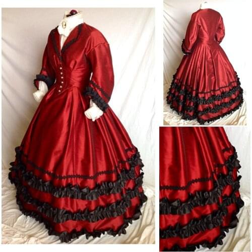 Victorian Corset Gothic/Civil War Southern Belle Ball Gown Dress Halloween dresses US 4-16 R-637