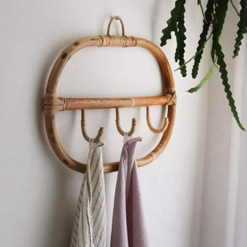 Nordic Vintage Rattan Wall Hooks Clothes Hat Hanging Hook Crochet,Hangers for Home Hotel Dorm Decor,Clothes Organizer