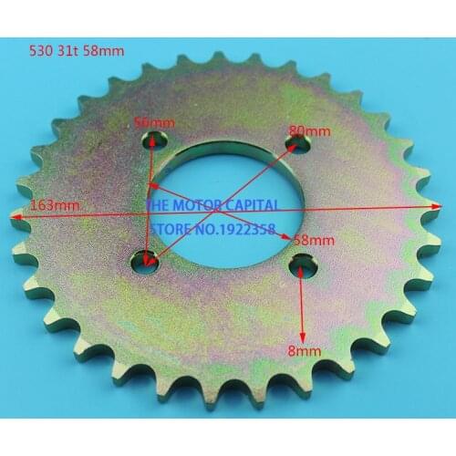 Rear Chain Sprocket Gear Wheel 530 31T Tooth 58mm For ATV Go-kart Motorcycle Accessories