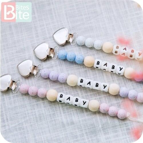 Bite Bites 1pc Holder For Nipples Personalized Pacifier Clip Metal Silicone Sesame Bead Food Grade Jewelry Pendant Pacifier Clip
