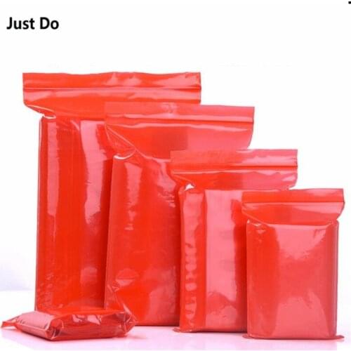 100pcs 18*26cm red plastic bag Zip Lock Plastic Bags Reclosable red Jewelry/Food Storage Bag Kitchen Package Bag with zipper