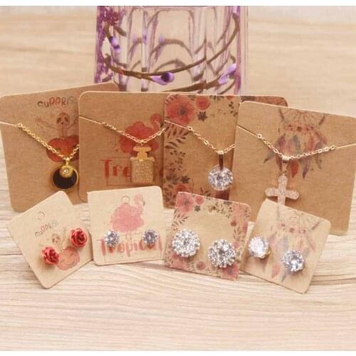 100pc Vintage kraft 5*5cm Dremacatcher jewelry charms/necklace package card Marble/flower romantic love 3*3cm stud earring card
